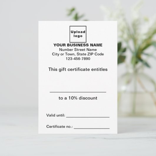 Certificat cadeau blanc d'entreprise (Debout devant)