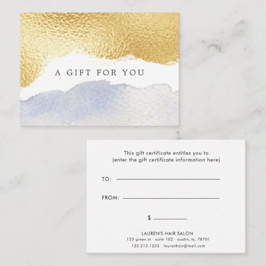 certificat cadeau bleu transparent (Devant / Derrière)