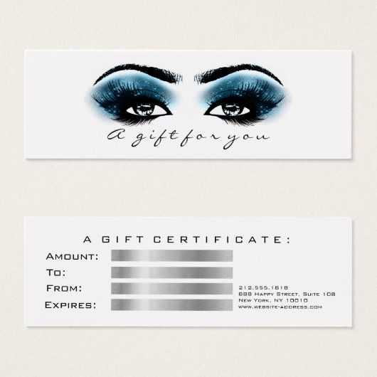 Certificat cadeau Blue Marine White Lashes Maquill (Devant & derrière)