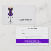 Certificat cadeau boutique mode (Devant / Derrière)