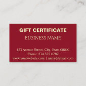 Certificat cadeau, cadeau (Dos)