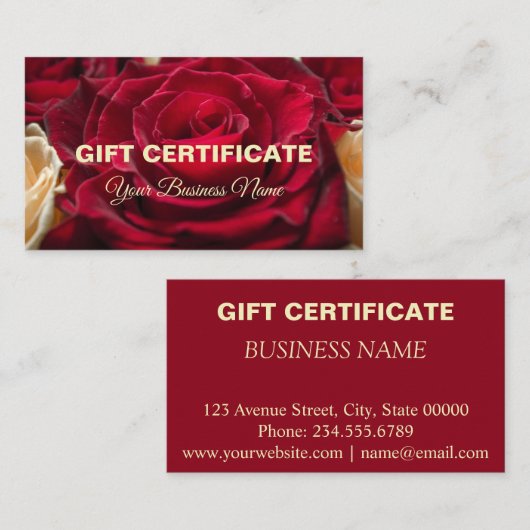 Certificat cadeau, cadeau (Devant / Derrière)