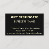 Certificat cadeau, carte de visite cadeau (Dos)