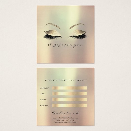 Certificat cadeau Champaiment Gold Lashes Glam maq (Devant & derrière)