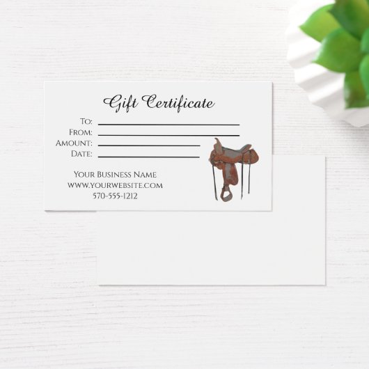 Certificat cadeau cheval équitation selle (Bureau)
