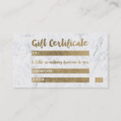 Certificat cadeau chic or lashes maquillage marbre (Dos)