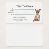 certificat cadeau chihuahua chien (Devant & derrière)