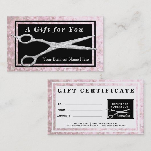 Certificat cadeau coiffeur élégant (Devant / Derrière)