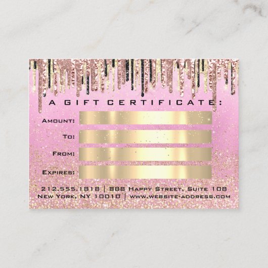 Certificat cadeau Coiffeur Parties scintillant Gol (Dos)