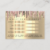 Certificat cadeau Coiffeur Rose Gold Maquillage (Dos)