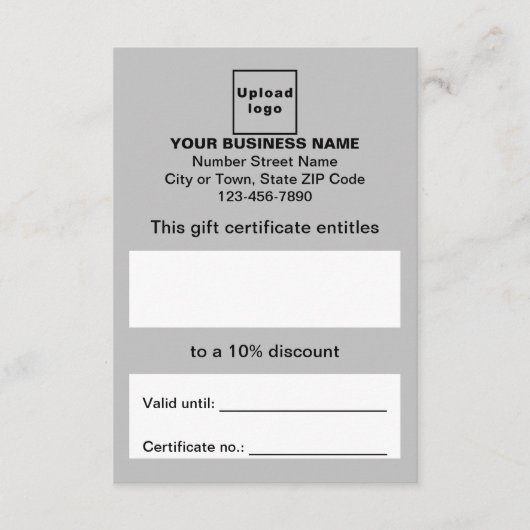 Certificat cadeau commercial gris (Devant)