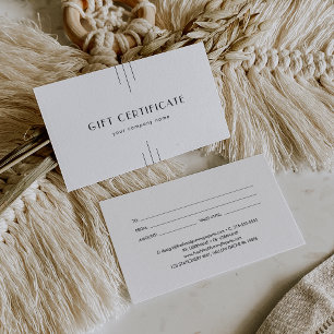 Certificat cadeau d'affaires minimaliste Art Déco