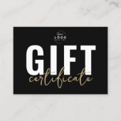 Certificat Cadeau d'Affaires Script Noir et Or (Devant)