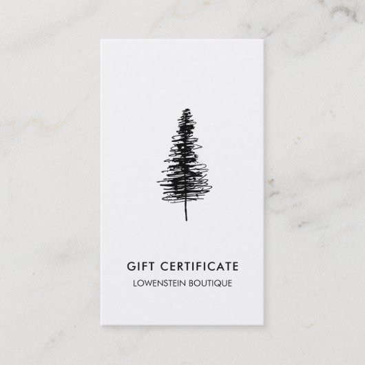 Certificat cadeau d'arbre de Noël à encre moderne (Devant)