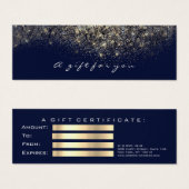 Certificat cadeau de beauté Blue Navy Gold Lash ma (Devant & derrière)