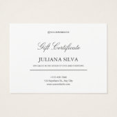 Certificat cadeau de beauté minimaliste blanc (Dos)
