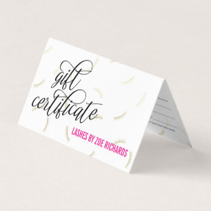 Certificat cadeau de Black Script & Gold Lashes