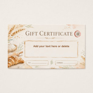 Certificat-cadeau de boulangerie à l'aquarelle bei