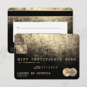 Certificat cadeau de carte de crédit Ajouter votre (Devant / Derrière)