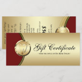 Certificat cadeau de carte en rack dentaire Gold M (Devant / Derrière)