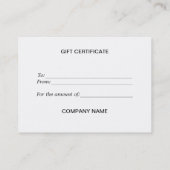 Certificat cadeau de cheminée et d'arbre de Noël (Dos)