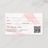 Certificat cadeau de code qr en marbre rose (Dos)