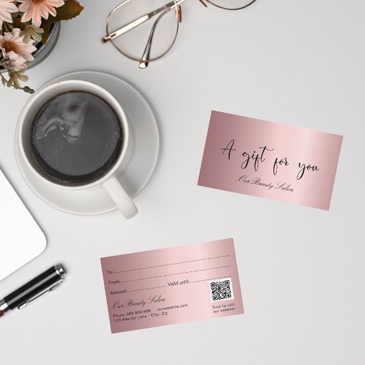 Certificat cadeau de code qr rose vif