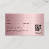 Certificat cadeau de code qr rose vif (Dos)
