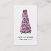 Certificat cadeau de couture d'arbre de Noël rose  (Devant)