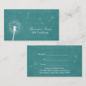 Certificat cadeau de Dandelion Turquoise élégant (Devant / Derrière)