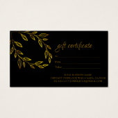 Certificat-cadeau de ferraille d'or Feuille (Dos)