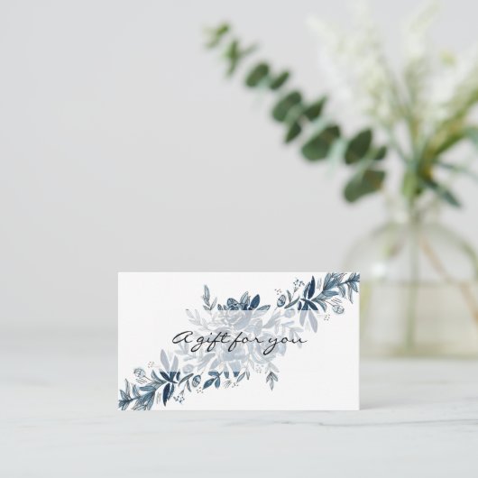 Certificat cadeau de fleurs d'aquarelle bleu Indig (Debout devant)