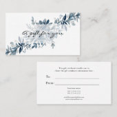 Certificat cadeau de fleurs d'aquarelle bleu Indig (Devant / Derrière)