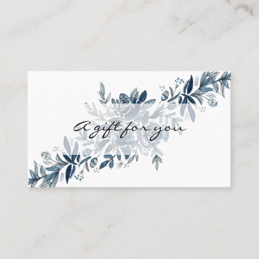 Certificat cadeau de fleurs d'aquarelle bleu Indig (Devant)