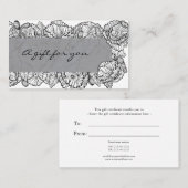 Certificat cadeau de fleurs de marbre (Devant / Derrière)