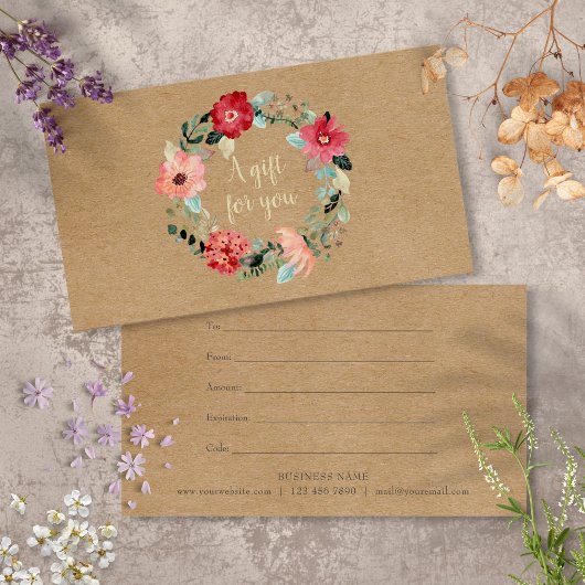 Certificat Cadeau de Guirlande Florale Rustique Él