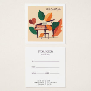 Certificat Cadeau de Leçons de Musique de Piano Pe