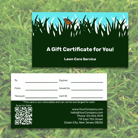 Certificat cadeau de l'entreprise de service d'ent