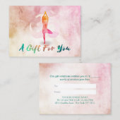 Certificat cadeau de l'instructeur YOGA Pose de mé (Devant / Derrière)