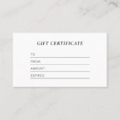 Certificat cadeau de logo Black Business moderne (Dos)