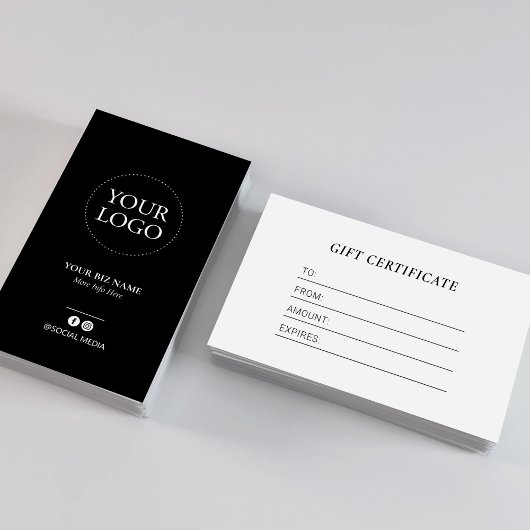 Certificat cadeau de logo Black Business moderne