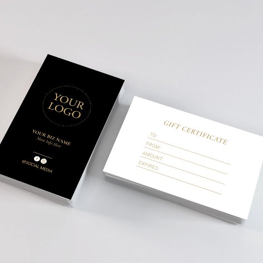 Certificat Cadeau de Logo d'Affaires Moderne Noir 