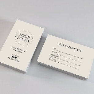 Certificat Cadeau de Logo d'Ivoire Moderne