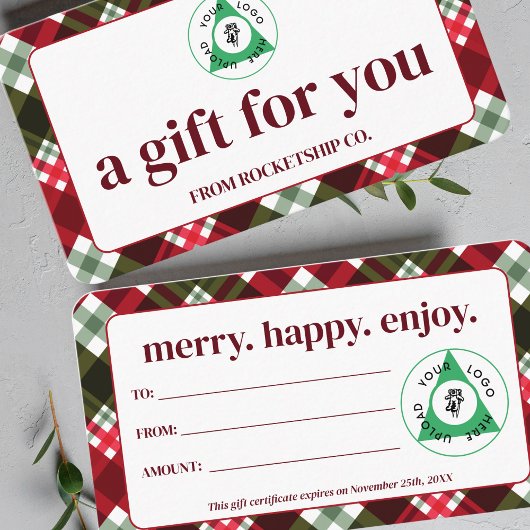 Certificat cadeau de logo personnalisé de Noël