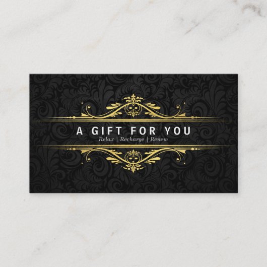 Certificat cadeau de luxe Black & Gold Damask Salo (Devant)