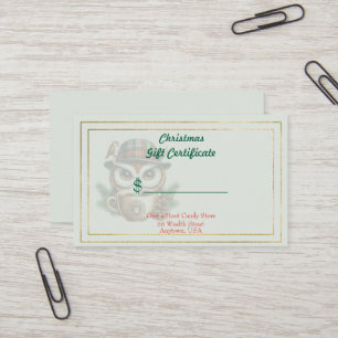 Certificat Cadeau de Magasin de Bonbons de Noël