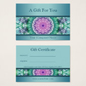 Certificat cadeau de mandala turquoise moderne (Devant & derrière)