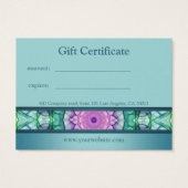 Certificat cadeau de mandala turquoise moderne (Dos)