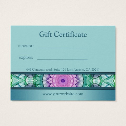 Certificat cadeau de mandala turquoise moderne (Dos)