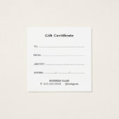 Certificat Cadeau de Maquilleur Propre (Dos)